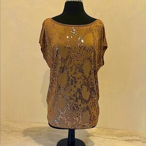 Michael Kors NWOT Shimmering Bronze Sequin Blouse, formal & casual, size medium